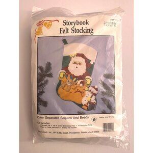 NOS Hobby Kraft Storybook Felt Stocking Kit Santa Claus Snowman Toys 18" USA